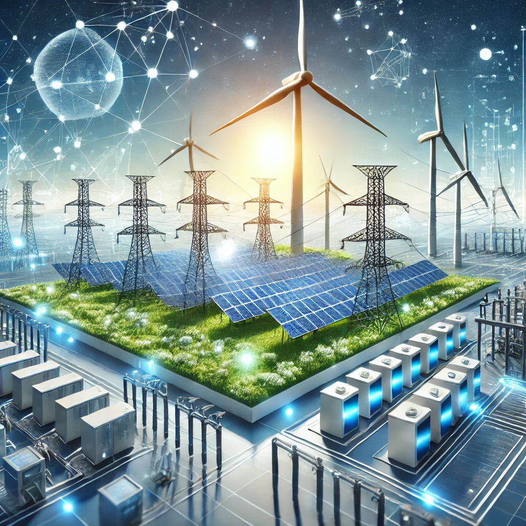 dall·e 2024 12 29 13.49.23 a professional illustration of a modern distribution system integrating renewable energy sources. the image features solar panels (photovoltaic system